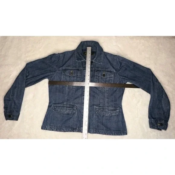 Eddie Bauer Jean Jacket Woman's Size Medium Blue Demin Collar Long Sleeve - Picture 4 of 6